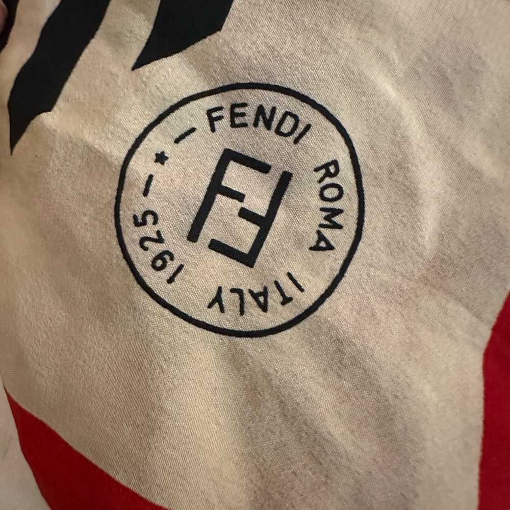 Fendi Cream and Black Logo Scarf